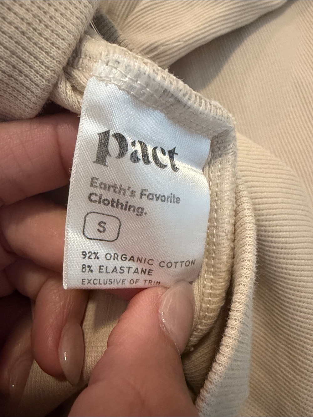 Pact organic cotton wide leg pants size small cream color - Picture 3 of 3